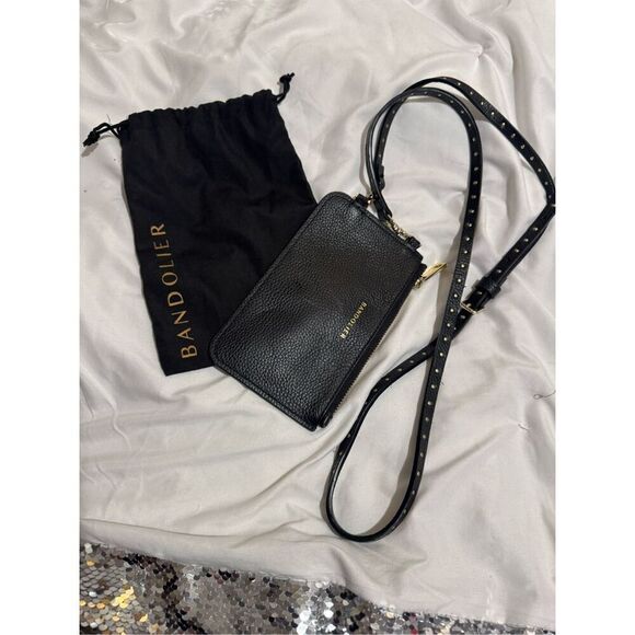 Bandolier black leather Nicole crossbody strap & classic pouch/bag purse - Picture 1 of 1